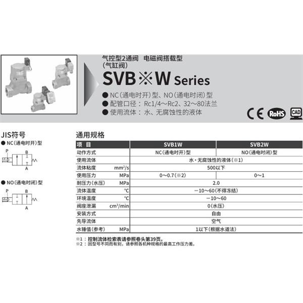 CKD喜開理氣控型2通閥（氣缸閥）SVB1W-40A-02CS-AC100V