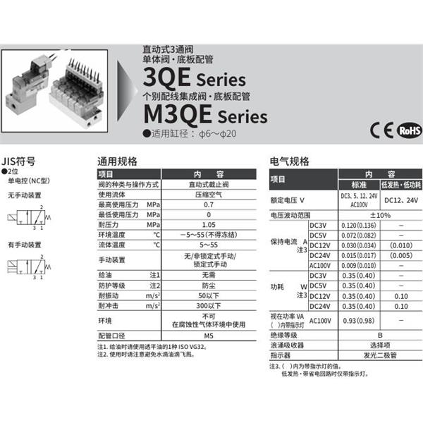 CKD喜開(kāi)理直動(dòng)式3通電磁閥3QE119-M5-ME3F-8