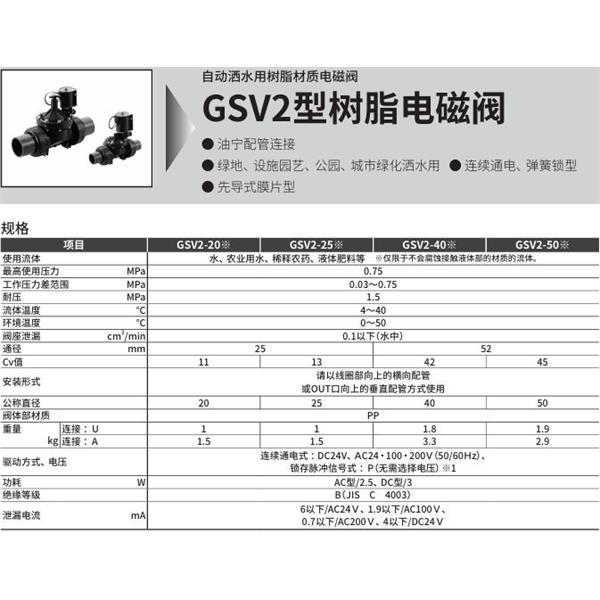 CKD喜開(kāi)理自動(dòng)灑水用樹(shù)脂制電磁閥GSV2-40A-AC100V