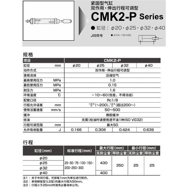 CKD喜開理緊固型氣缸CMK2-P-TA-32-400-50-T5V-T-F-B2