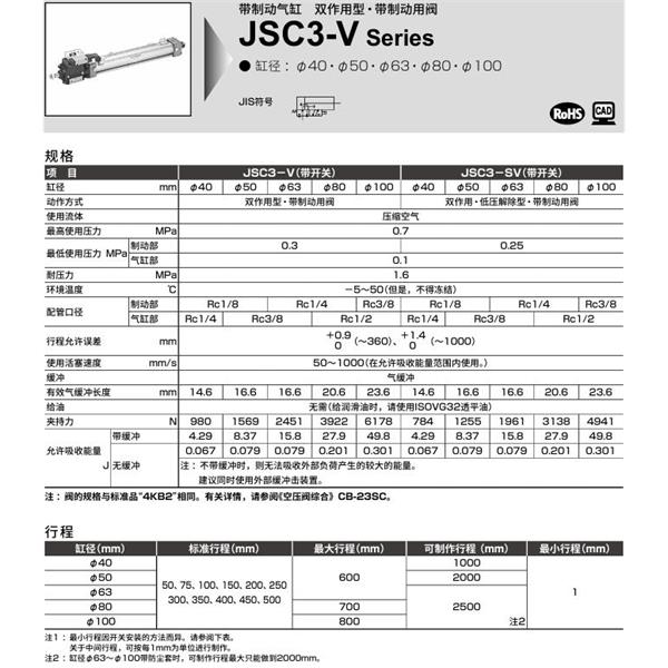 CKD喜開理帶制動器氣缸JSC3-VL2-TC-63B-50-1-H0-R-SI