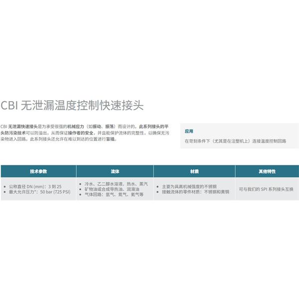 瑞士STAUBLI史陶比爾無(wú)泄漏溫度控制快速接頭CBI 16.7204/IA/BF