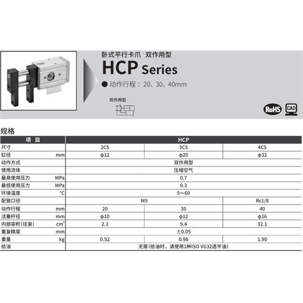 CKD喜開理臥式平行卡爪HCP-2CS-Y2