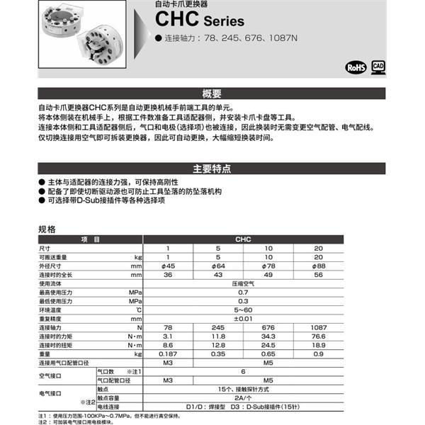 CKD喜開理自動卡爪更換器自動卡爪更換器CHC-10H